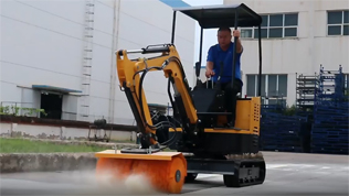 KV17型小挖掘機配掃雪機操作視頻